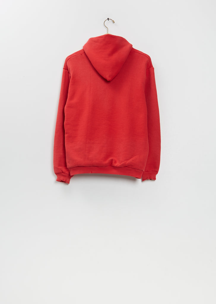 Vintage Zip Cotton Sweat Hoodie — Red
