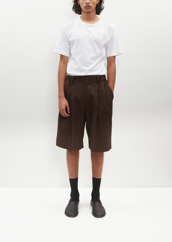Wide Easy Short Trousers — Military Khaki