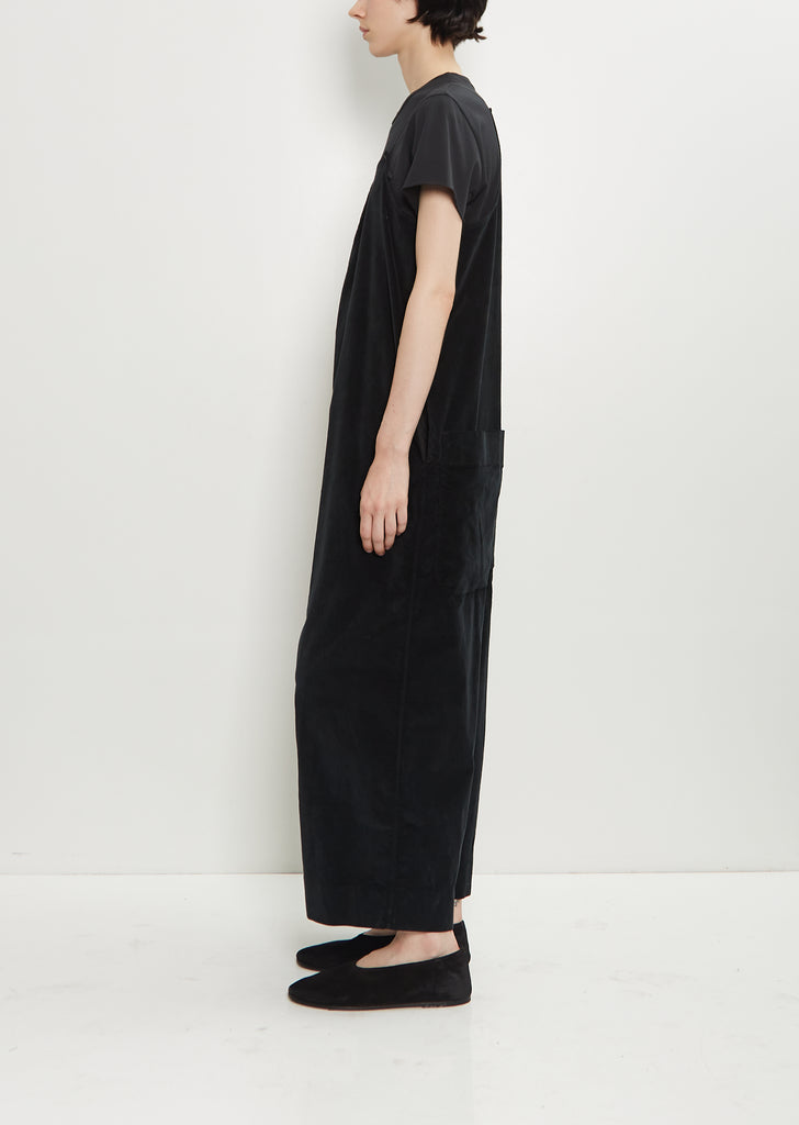 Velvet Salopette Jumpsuit — Black