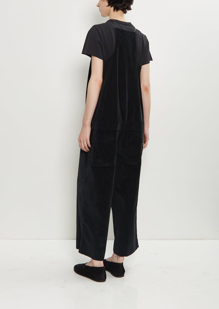 Velvet Salopette Jumpsuit — Black