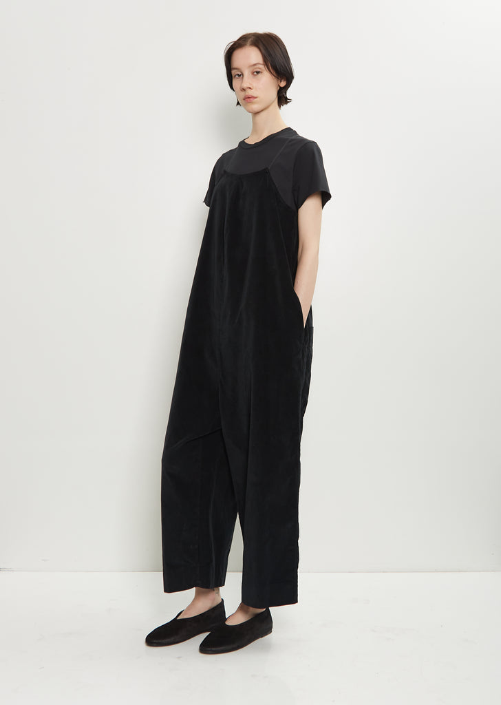 Velvet Salopette Jumpsuit — Black