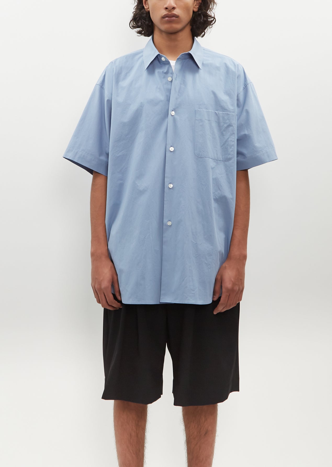 【新品】stein OVERSIZED NYLON MILITARY SHIRT Oversized SS Shirt — Blue – La Garçonne