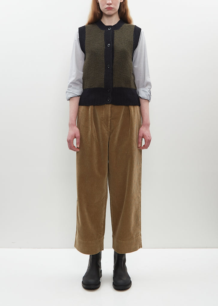 Wool Contrast Trim Waistcoat