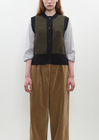 Wool Contrast Trim Waistcoat