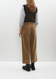 Cotton Corduroy Pleated Crop Trouser