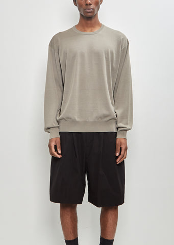 Wool Silk Knit Tucked Long Sleeve — Greige