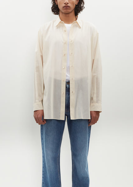Hard Twist Finx Organdy Stripe Shirt — Light Beige Stripe – La