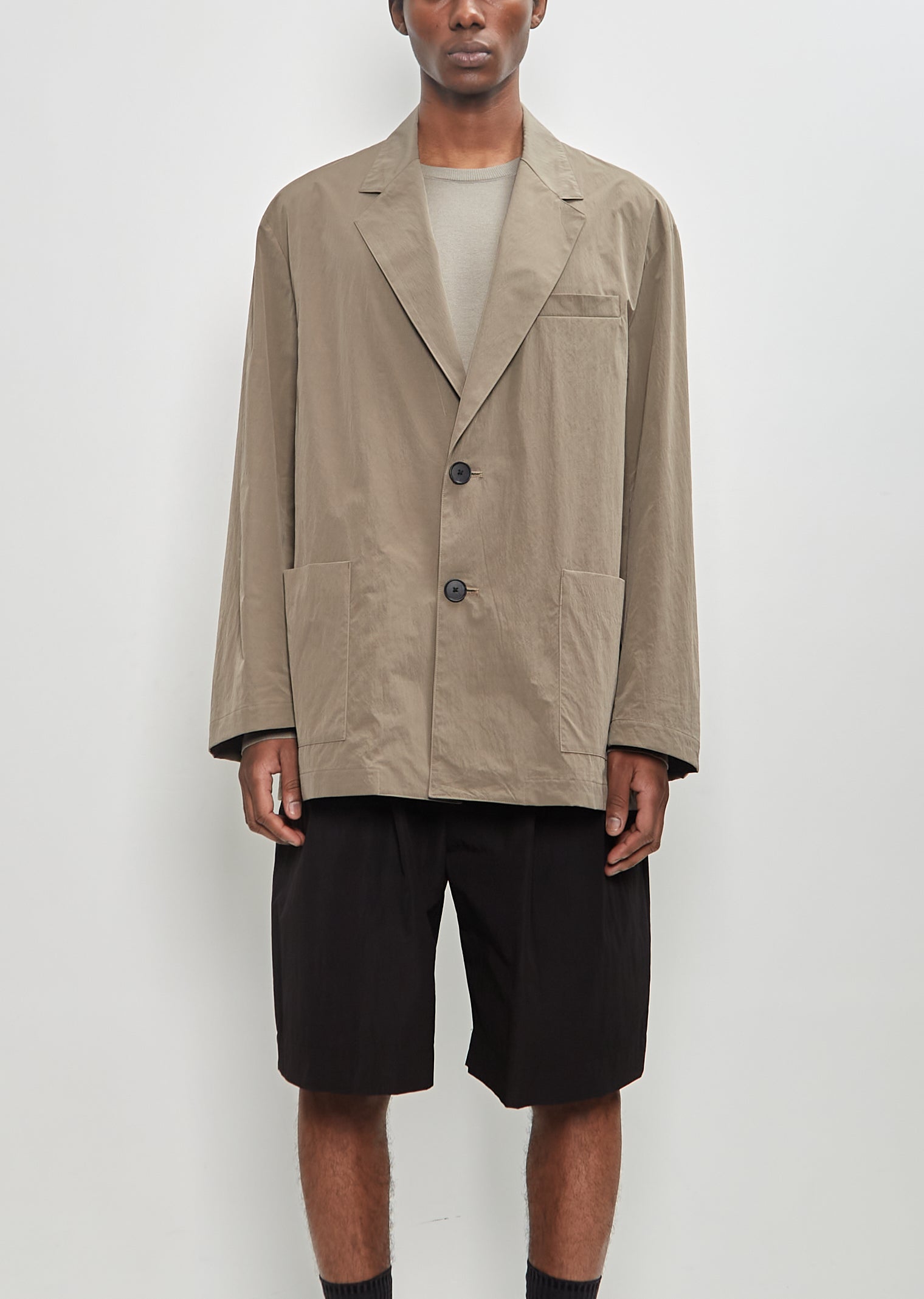 Windproof Nylon Single Breasted Jacket — Taupe – La Garçonne