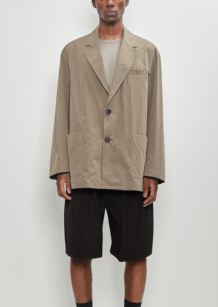 Windproof Nylon Single Breasted Jacket — Taupe