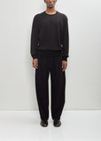 Wool Silk Knit Tucked Long Sleeve — Black