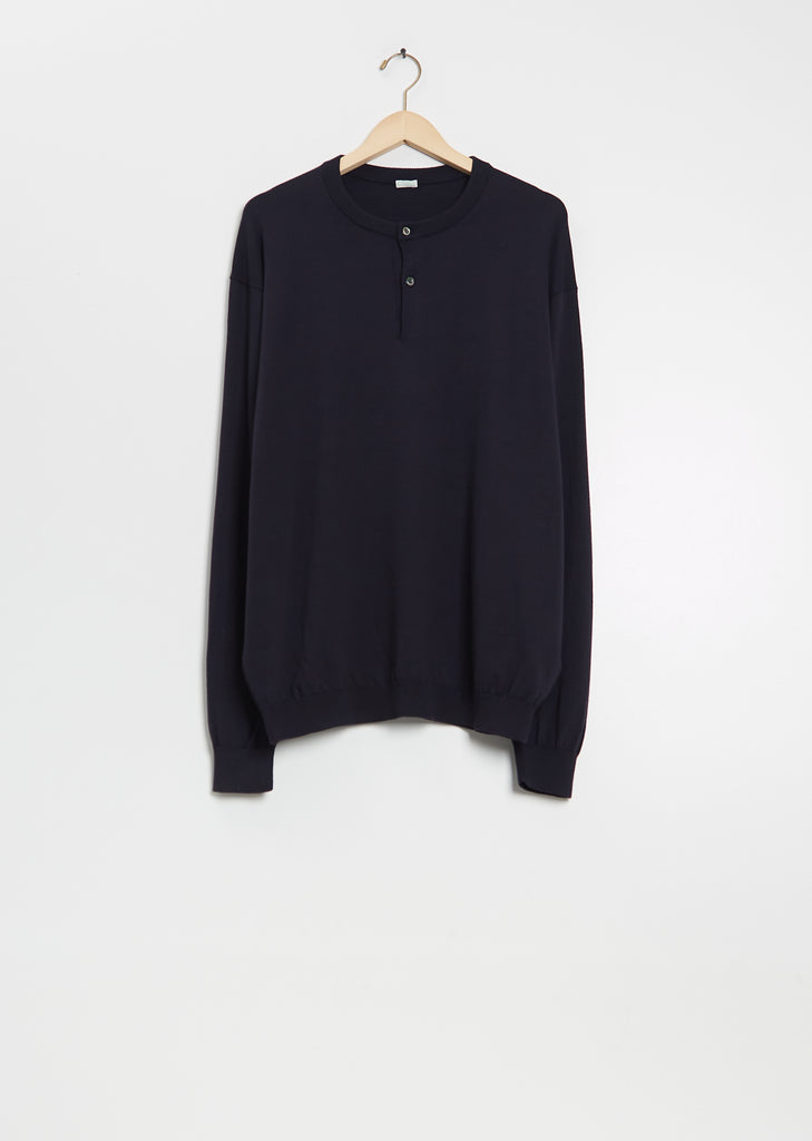 Henley Neck Wool Sweater