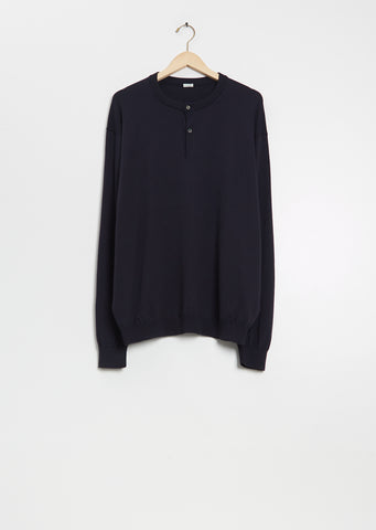 Henley Neck Wool Sweater
