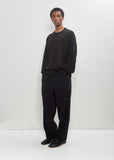 Wool Silk Knit Tucked Long Sleeve — Black