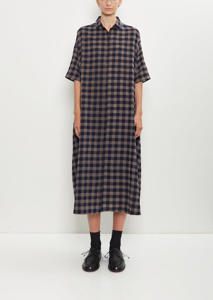 Wool Check Shirt Dress