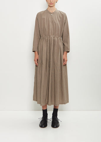 Washed Cotton Mini Checkered Dress
