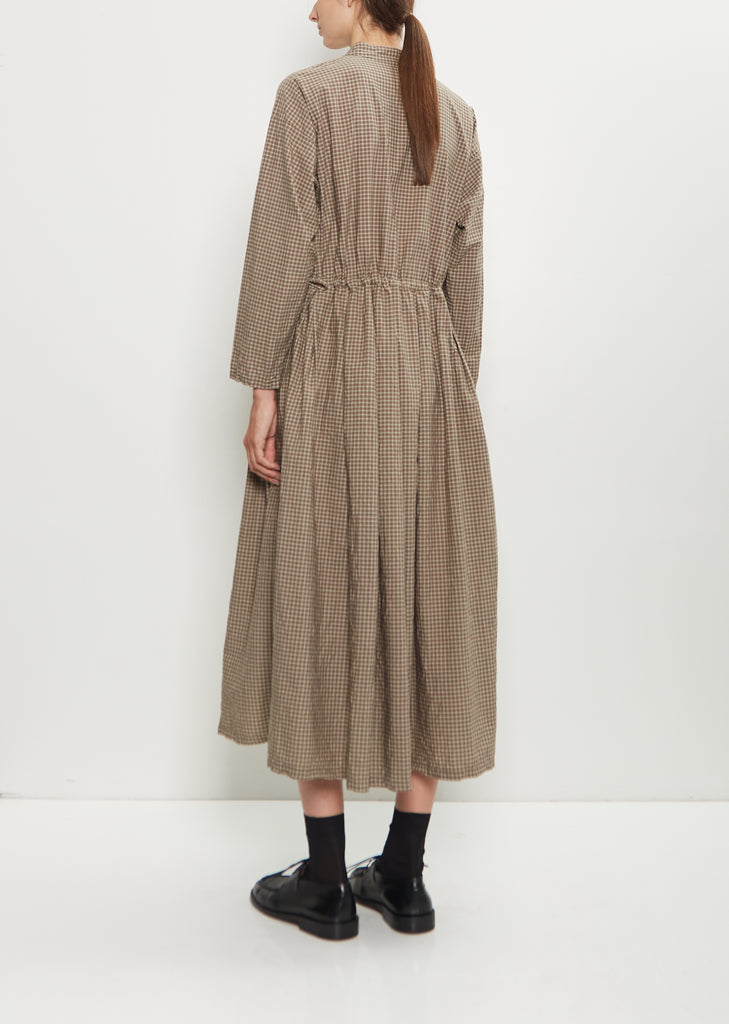 Washed Cotton Mini Checkered Dress