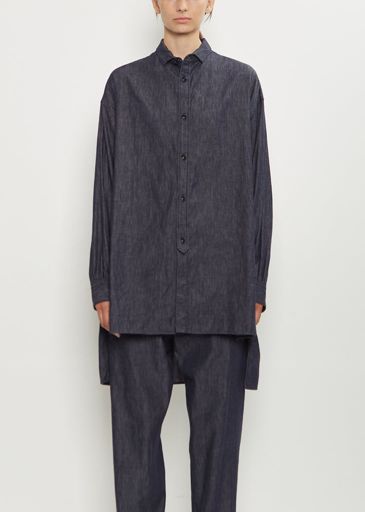 Cotton Denim Elongated Hem Shirt