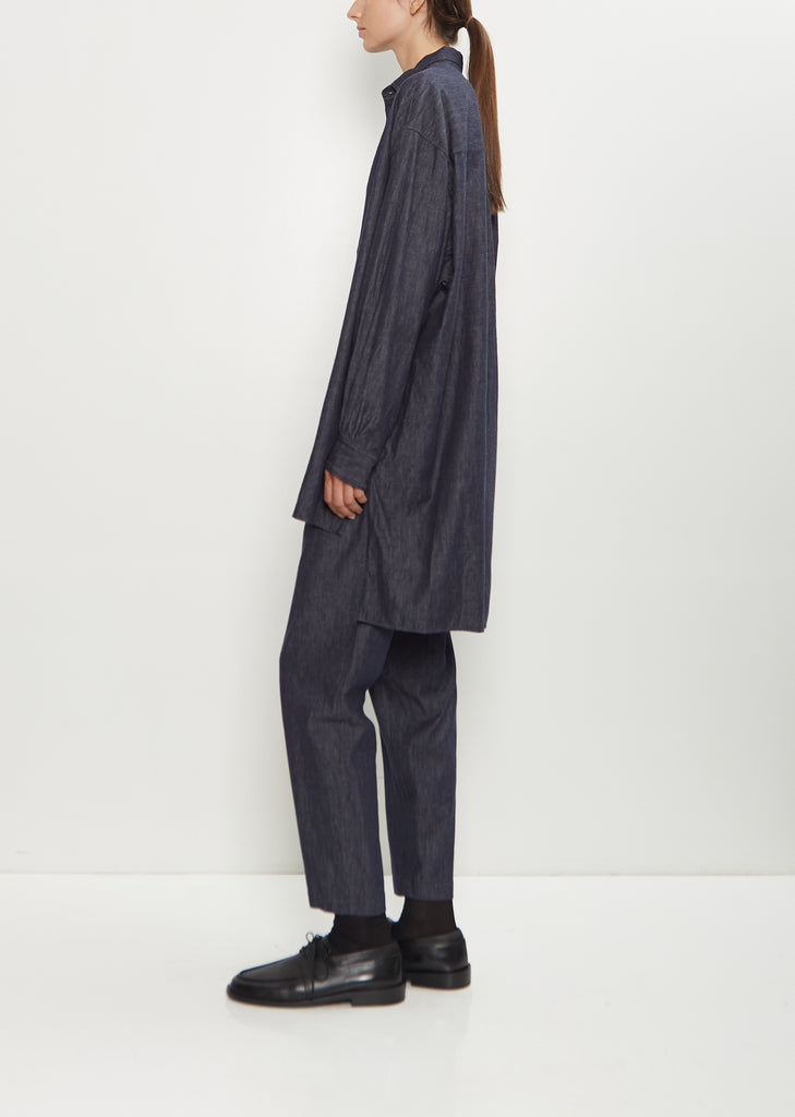 Cotton Denim Elongated Hem Shirt