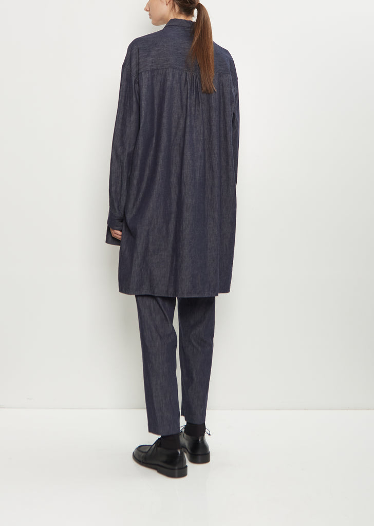 Cotton Denim Elongated Hem Shirt