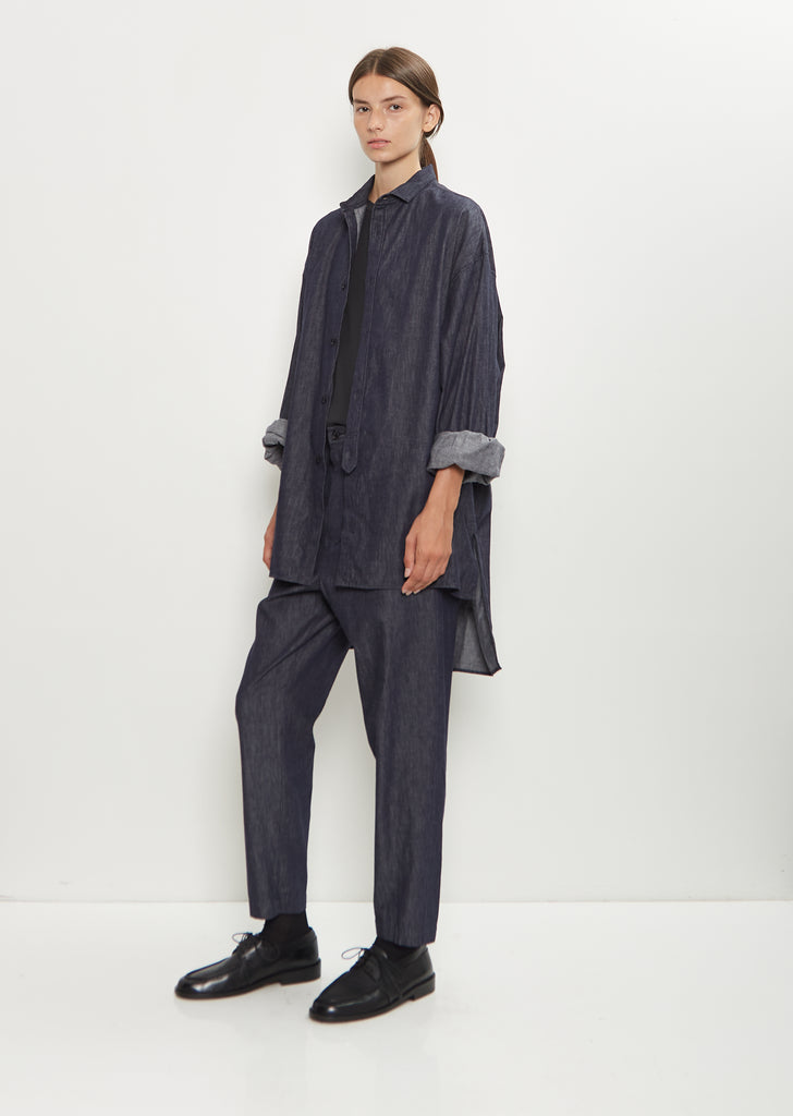 Cotton Denim Elongated Hem Shirt