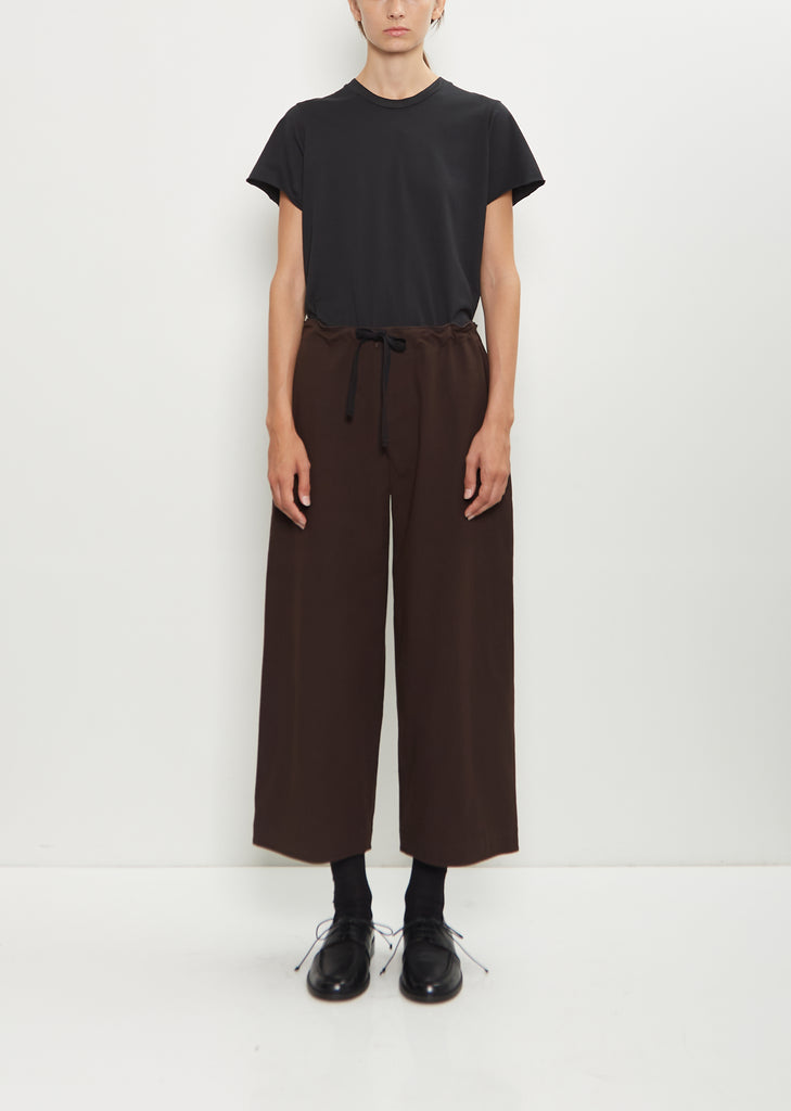 Cotton Straight String Pants — Brown