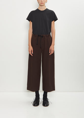 Cotton Straight String Pants — Brown