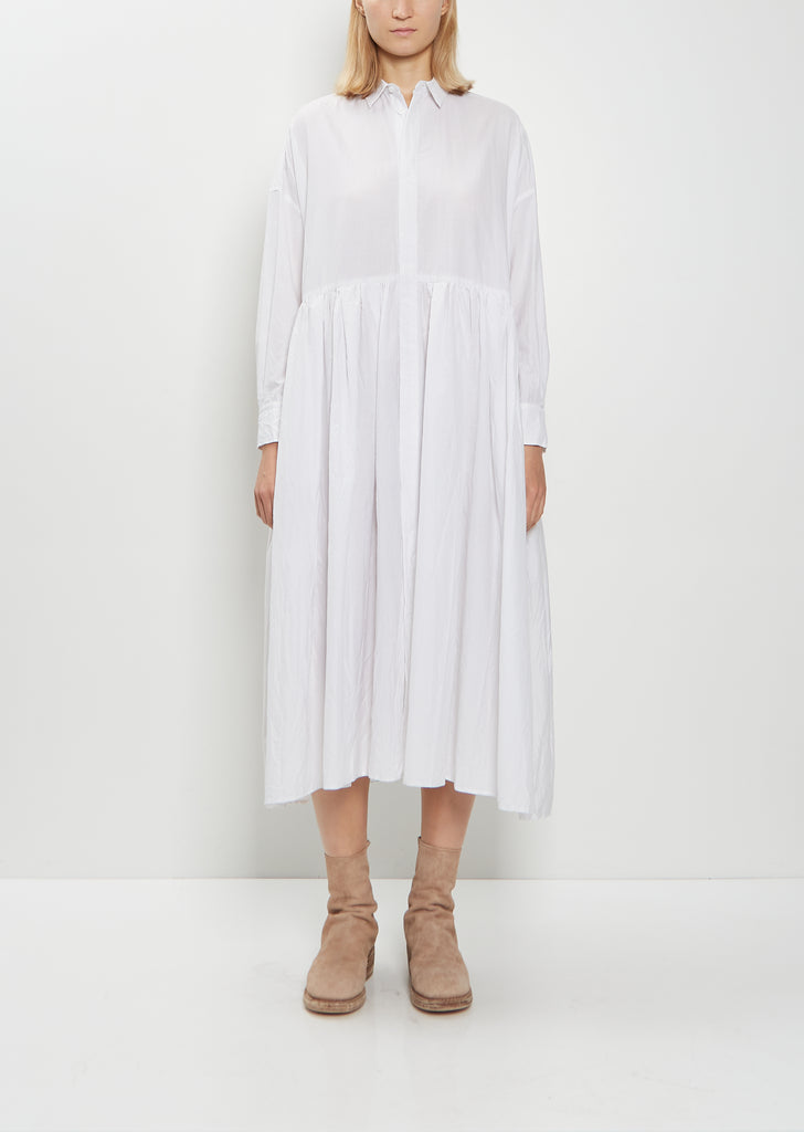 Random Pleated Cotton Silk Shirt Dress