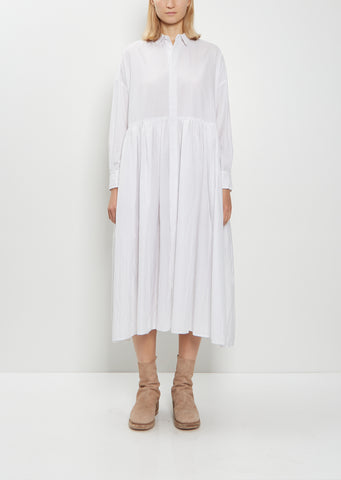 Random Pleated Cotton Silk Shirt Dress