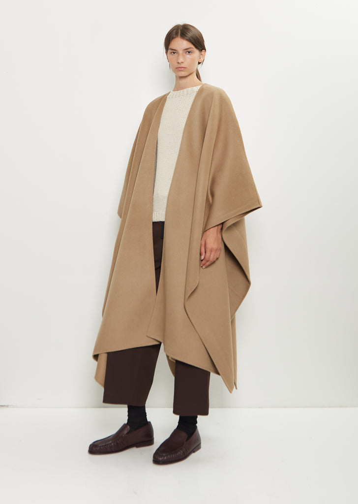 Aspen Wool Cashmere Poncho — Greige