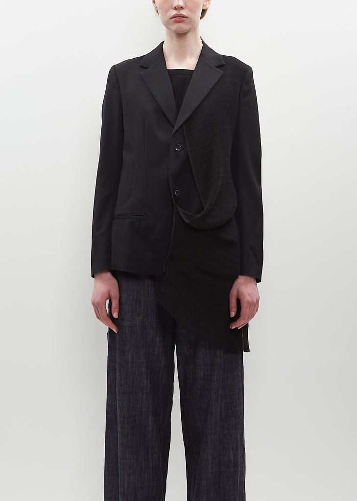 Wool Knit Drape Panel Jacket