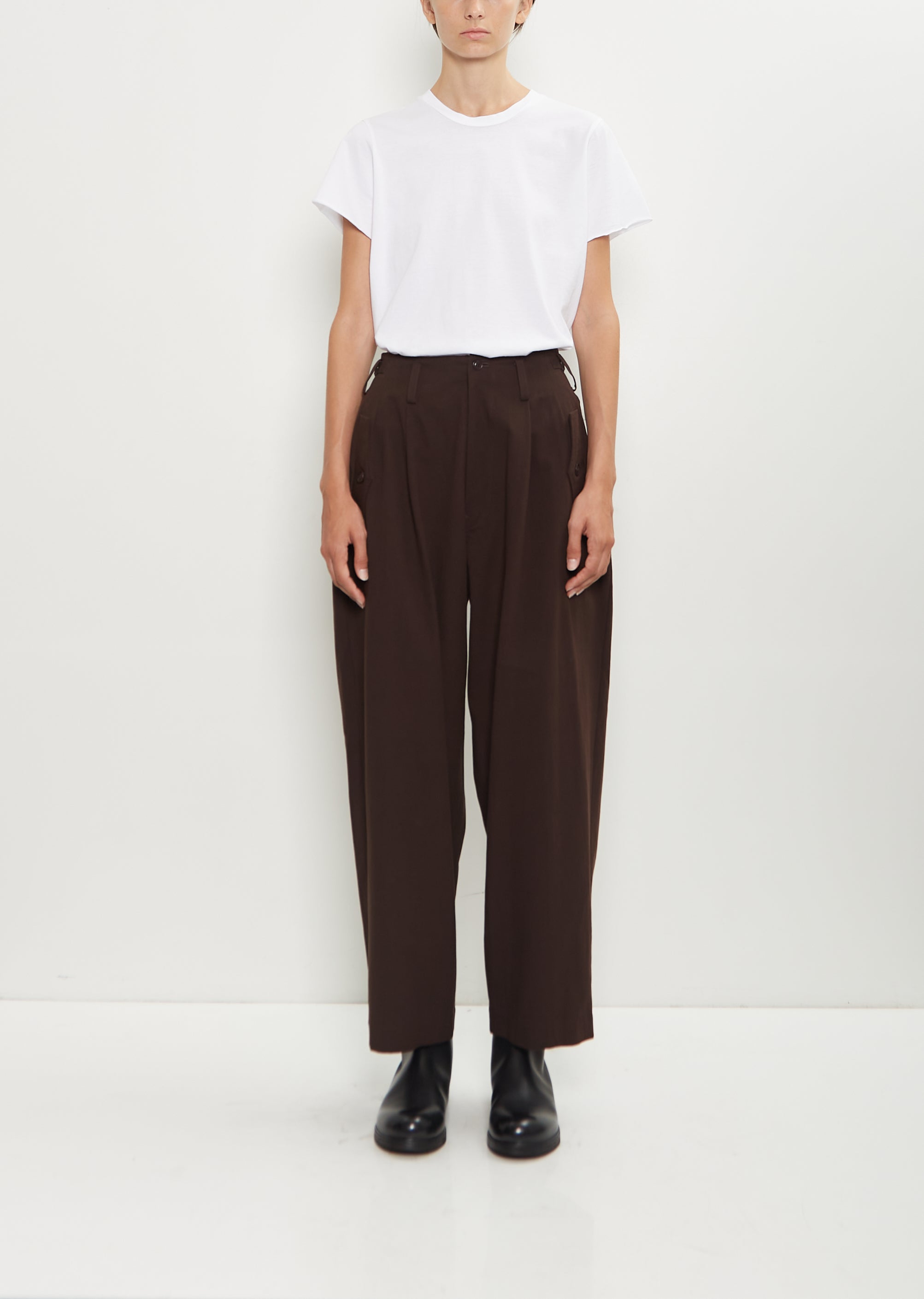 Cotton Double Tuck Wide Pants – La Garçonne