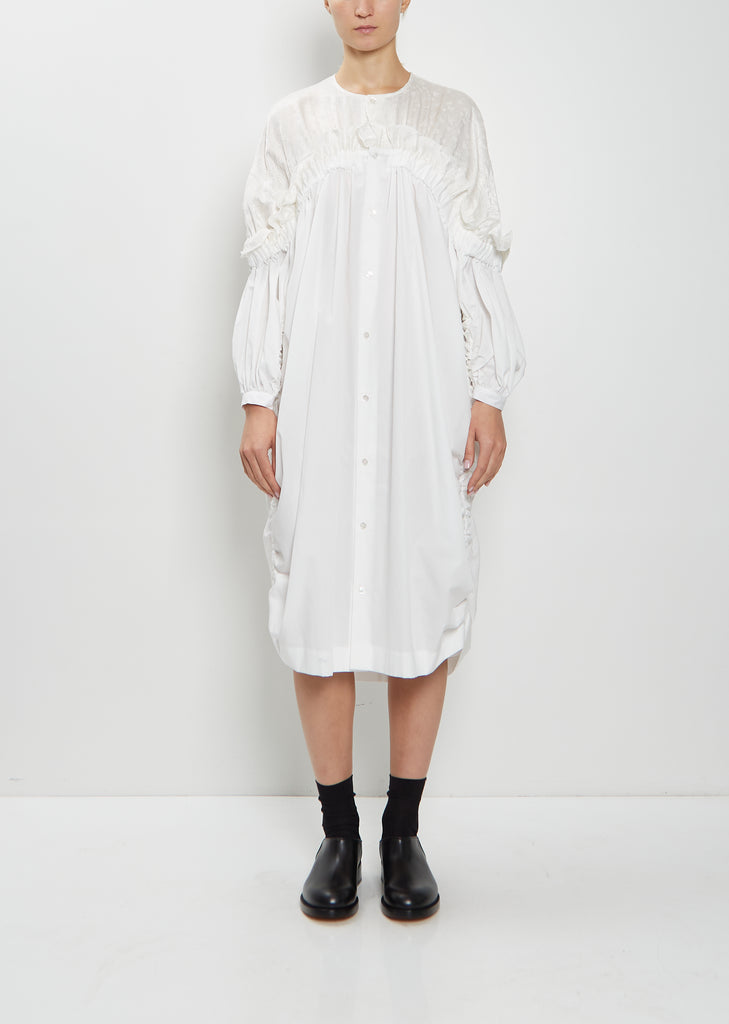 Satin Cotton Ruffle Trim Dress