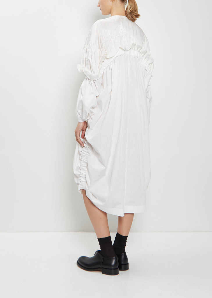 Satin Cotton Ruffle Trim Dress