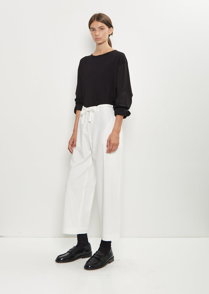 Cotton Straight String Pants — White