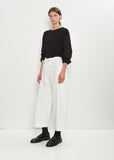 Cotton Straight String Pants — White