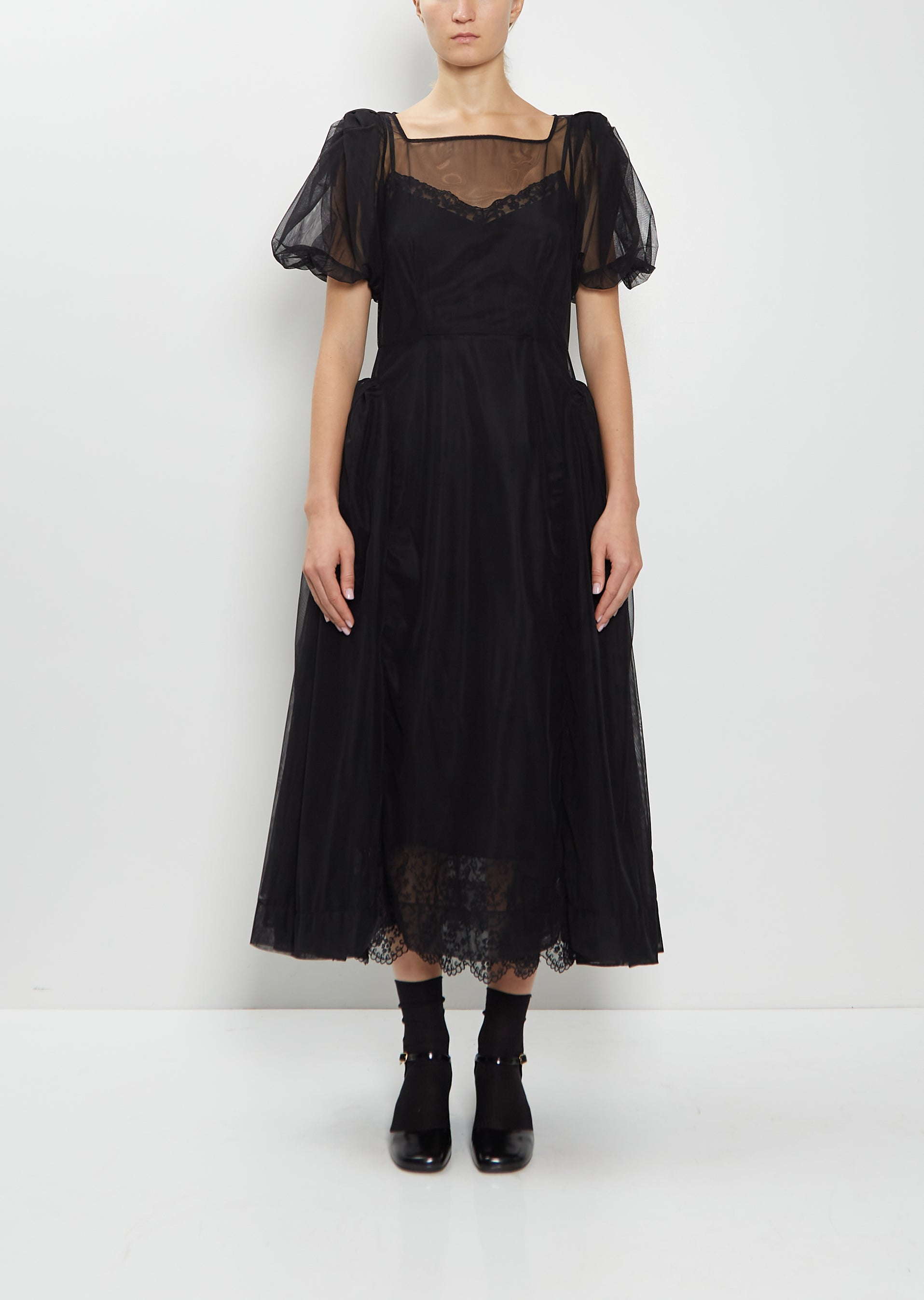 simone rocha sheer dress Embellished Sheer Frayed Contour Dart Dress Simone Rocha US