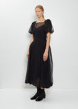 Bow Puff Sleeve Hip Detail Tulle Dress