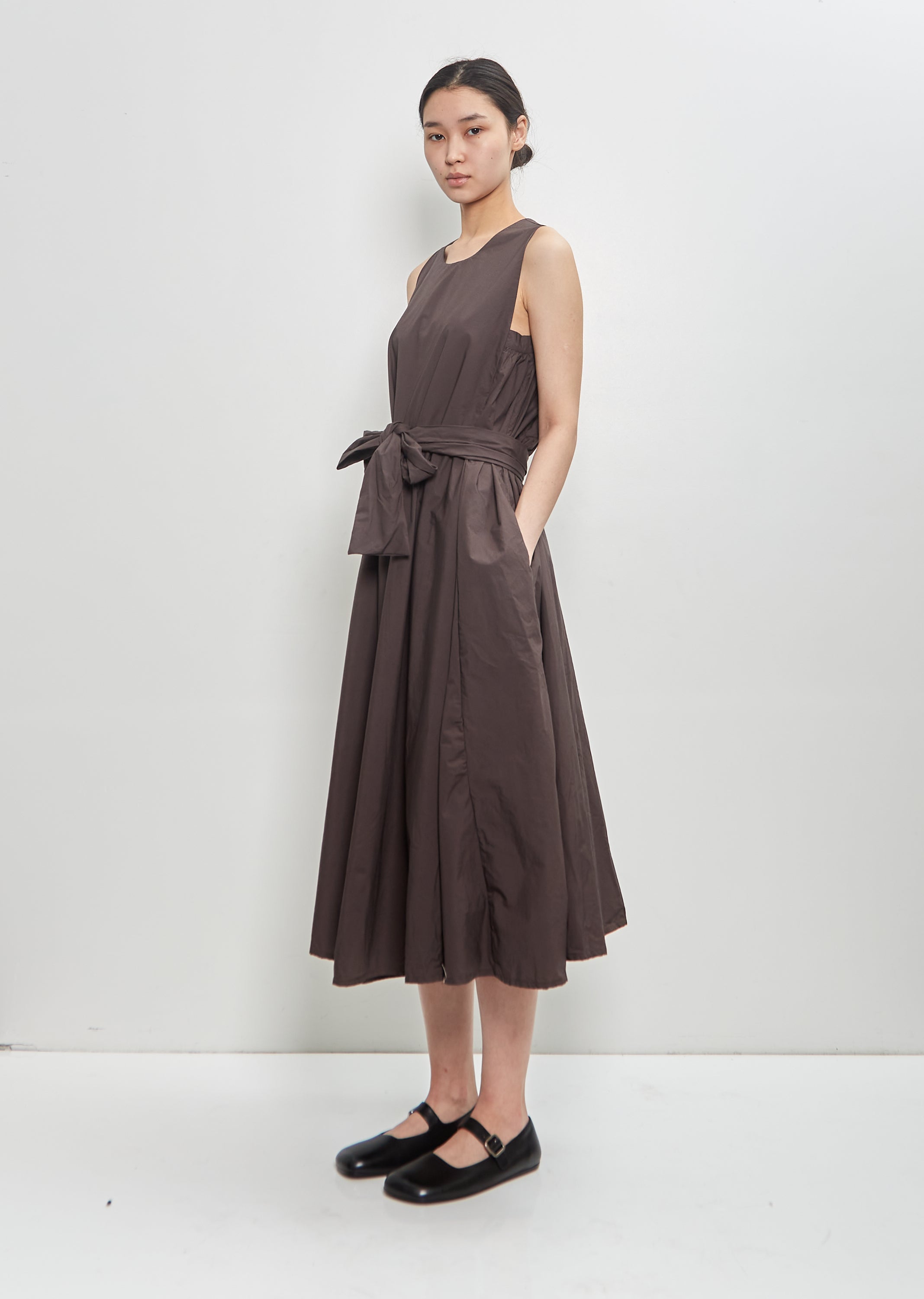 Cotton Apron Dress Coffee La Garonne Cotton Apron Dress Coffee La Garonne