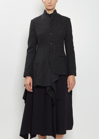 Stand Collar Wool Tweed Jacket