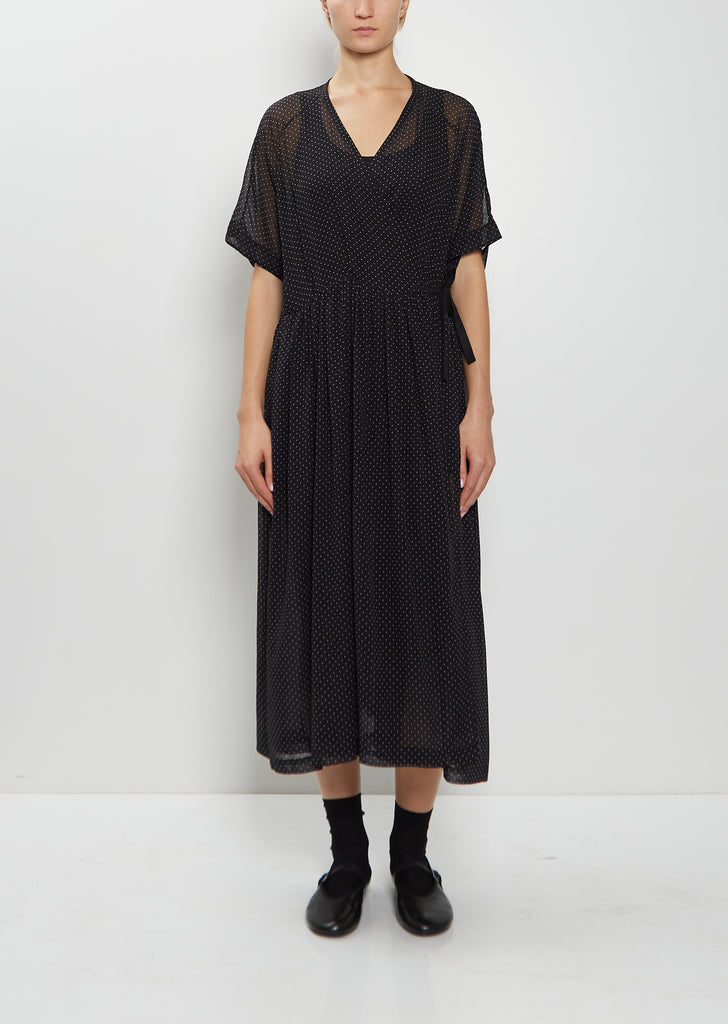 Silk Pleated Cache-Coeur Dress
