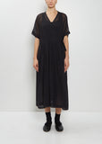 Silk Pleated Cache-Coeur Dress