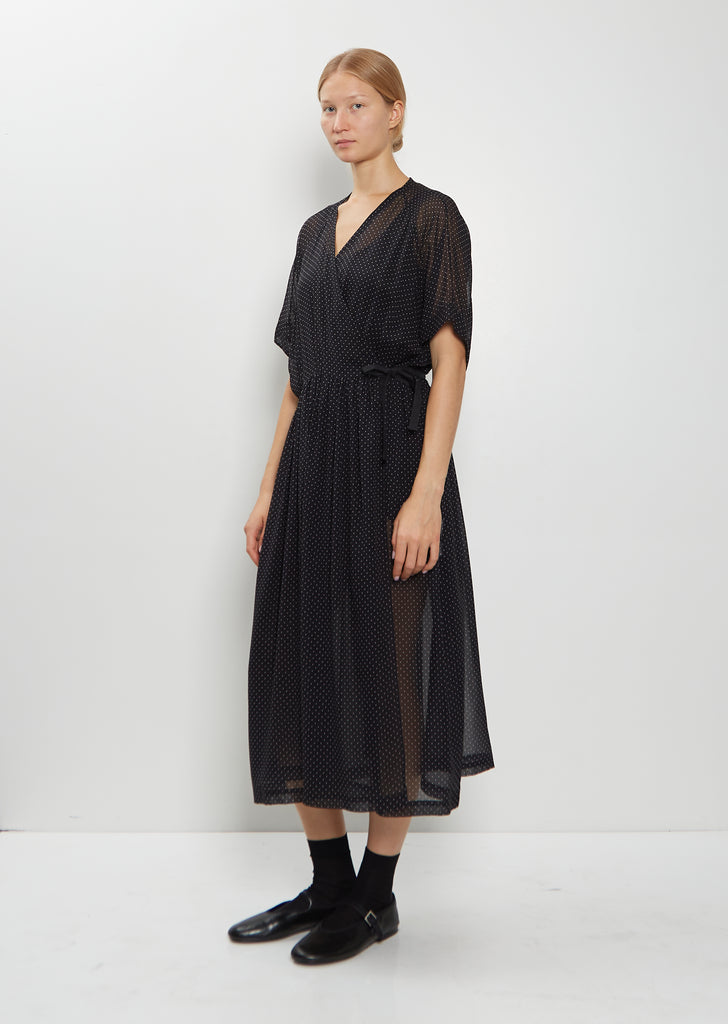 Silk Pleated Cache-Coeur Dress