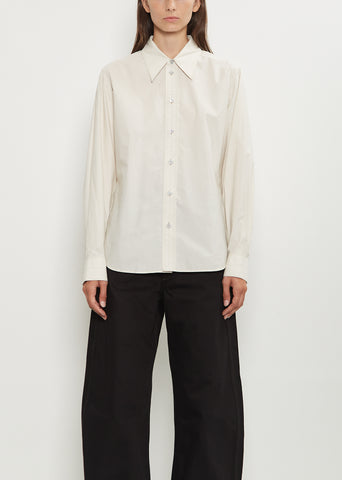 Pointed Collar Cotton Silk Shirt