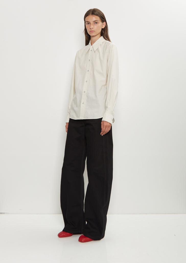 Pointed Collar Cotton Silk Shirt