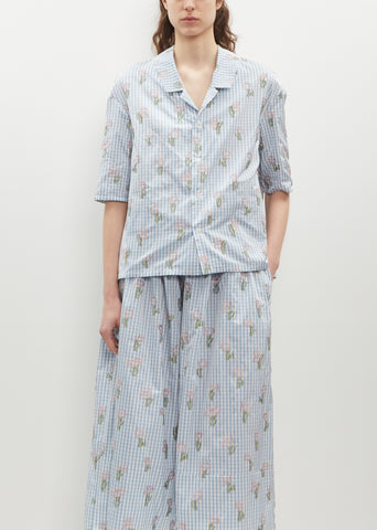 Embroidered Satin School Shirt