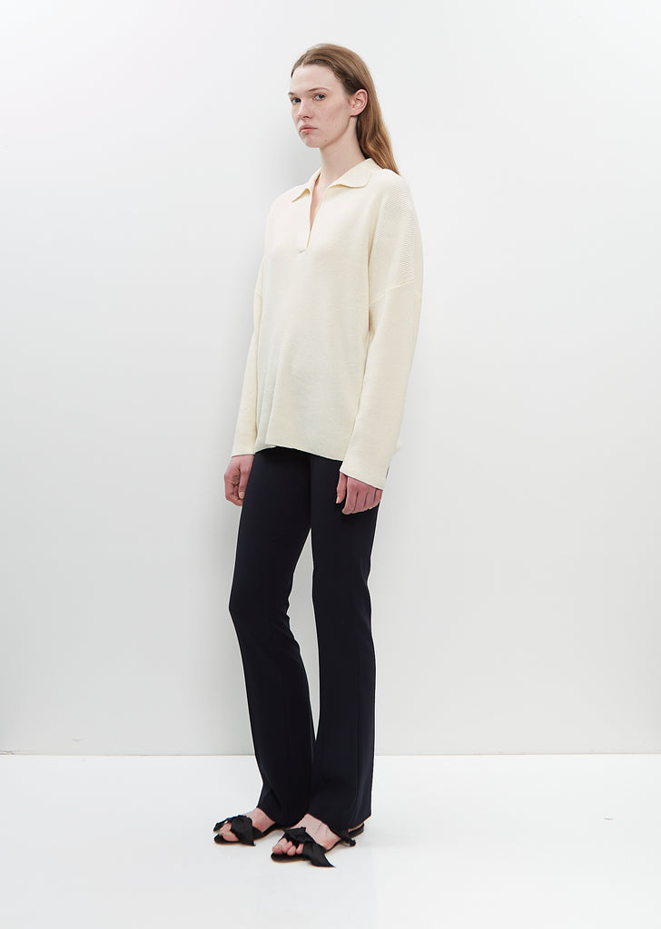 Ribbed Wool Louise Polo Sweater