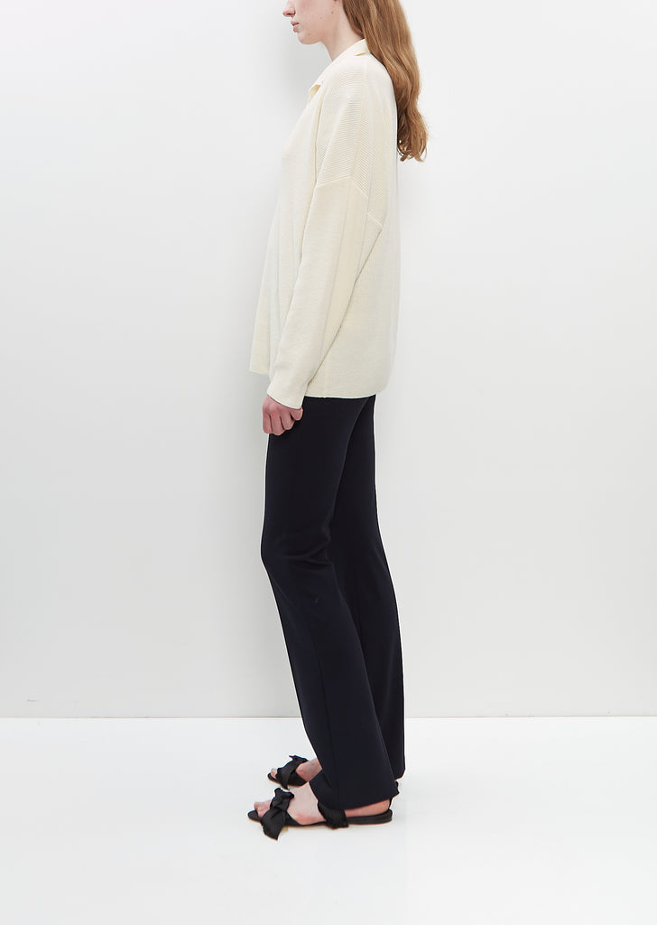 Ribbed Wool Louise Polo Sweater