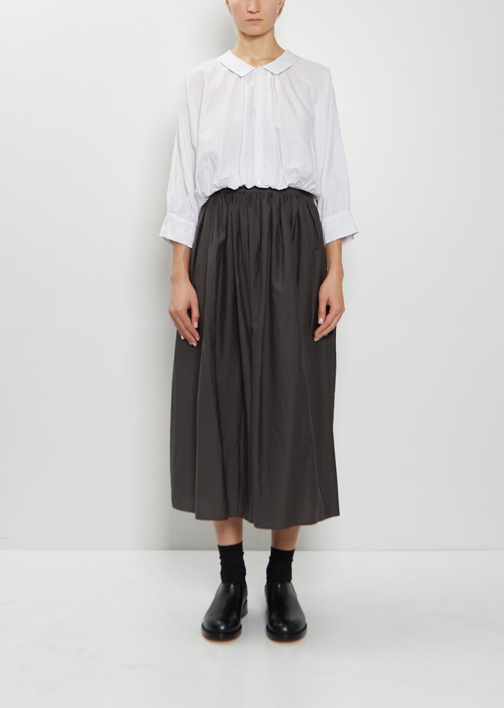 Random Pleated Cotton Silk Skirt — Charcoal Brown