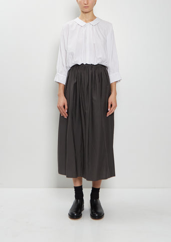 Random Pleated Cotton Silk Skirt — Charcoal Brown