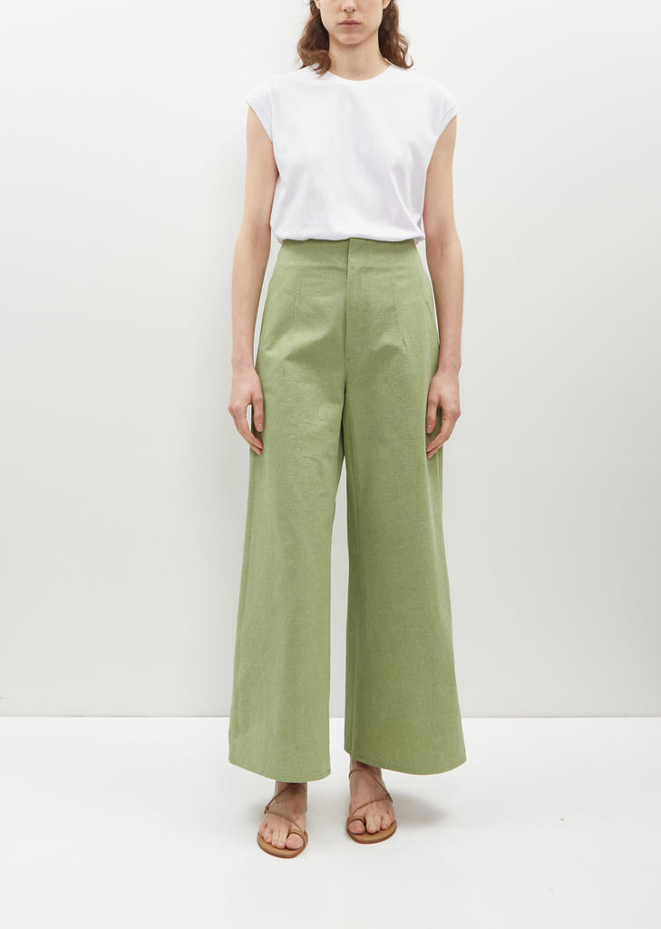 Washed Hard Twist Canvas Pant — Green